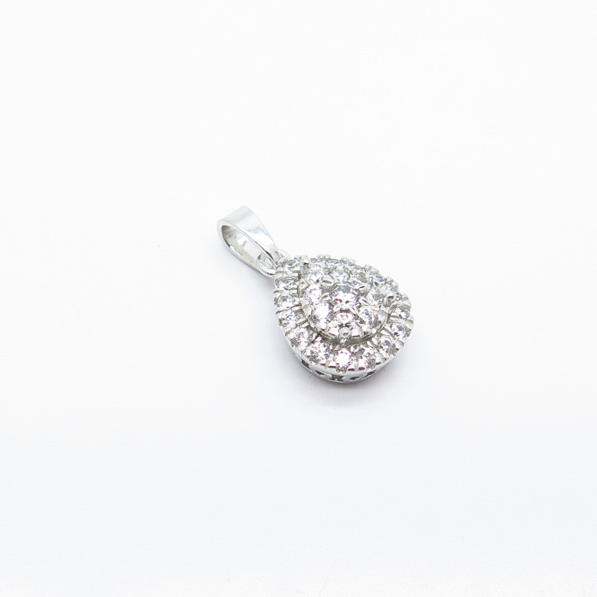 925 Sterling Silver C Z Teardrop Charm Pendant