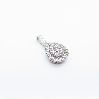 925 Sterling Silver C Z Teardrop Charm Pendant