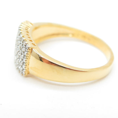 925 Sterling Silver Gold Plated Real Round-Cut Diamond Ring Size 9.25