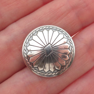 Old Pawn 925 Sterling Silver Vintage Southwestern Concho Oxidized Tribal Button