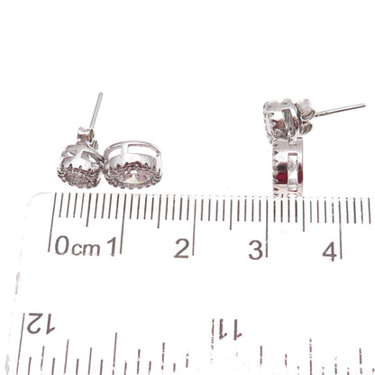 925 Sterling Silver Round-Cut C Z Drop Earrings