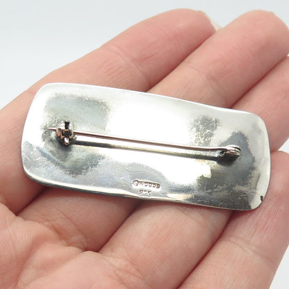 925 Sterling Silver Vintage Woods Wavy Pattern Pin Brooch