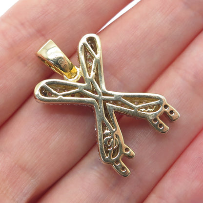 925 Sterling Silver Gold Plated Round-Cut Shaped C Z Letter X Sparkle Pendant