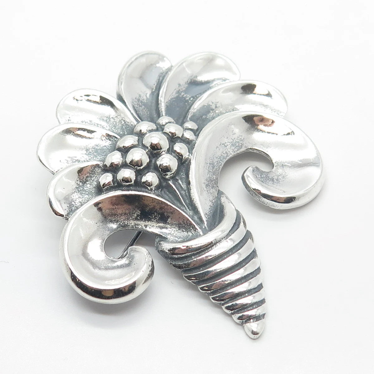 925 Sterling Silver Vintage Viking Craft Reg. U.S.Patt Off. Floral Pin Brooch