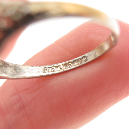 McGrath Hamin 925 Sterling Silver Gold Plated Vintage Real Jade Ring Size 6.5