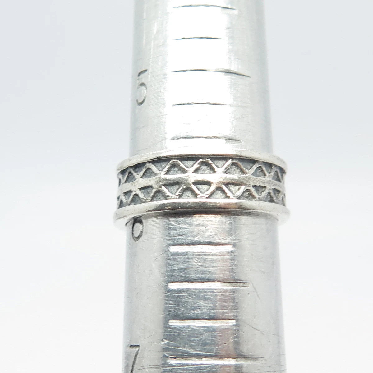 925 Sterling Silver Vintage Saram Zigzag Band Ring Size 6