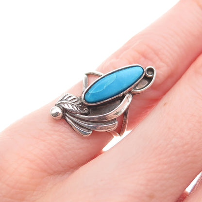 Old Pawn 925 Sterling Silver Vintage Southwestern Turquoise Ring Size 2.5