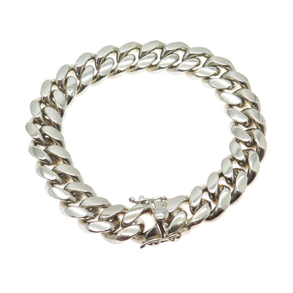 925 Sterling Silver Vintage Italy Curb Link Heavy Bracelet 7.75"