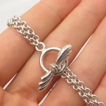 925 Sterling Silver Vintage Double Rolo Chain Necklace 16"