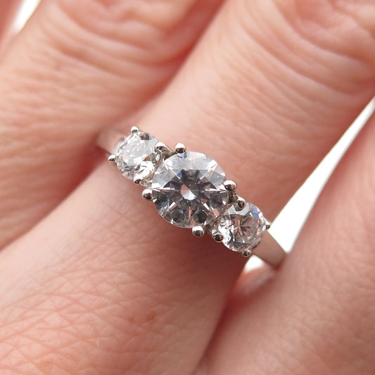 925 Sterling Silver Round-Cut C Z Engagement Ring Size 7.25