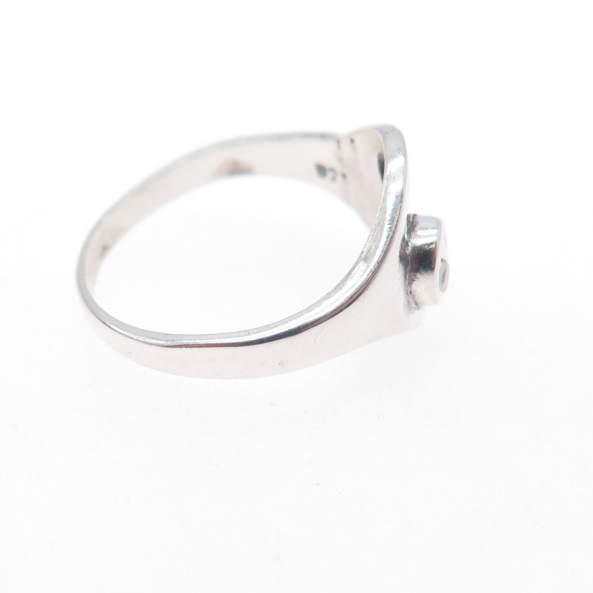 925 Sterling Silver Vintage Enamel Yin Yang Crescent Moon Ring Size 6.5