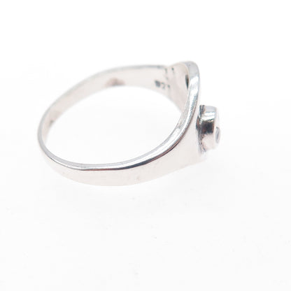 925 Sterling Silver Vintage Enamel Yin Yang Crescent Moon Ring Size 6.5