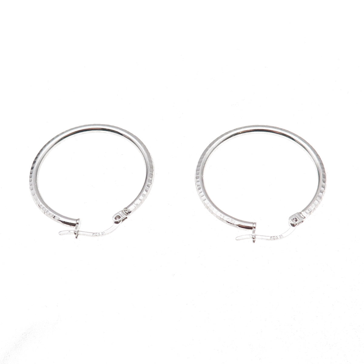 925 Sterling Silver Etched Hoop Earrings