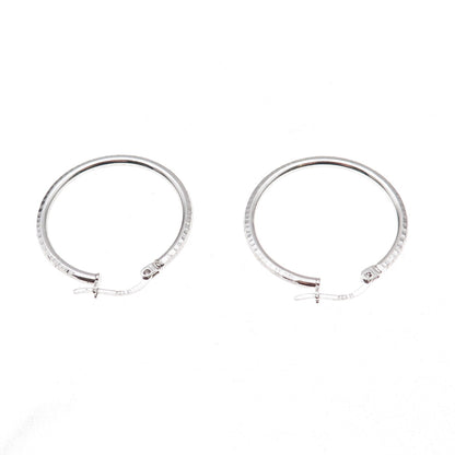 925 Sterling Silver Etched Hoop Earrings