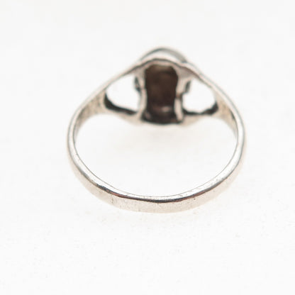 925 Sterling Silver Vintage Skull Oxidized Biker Ring Size 5