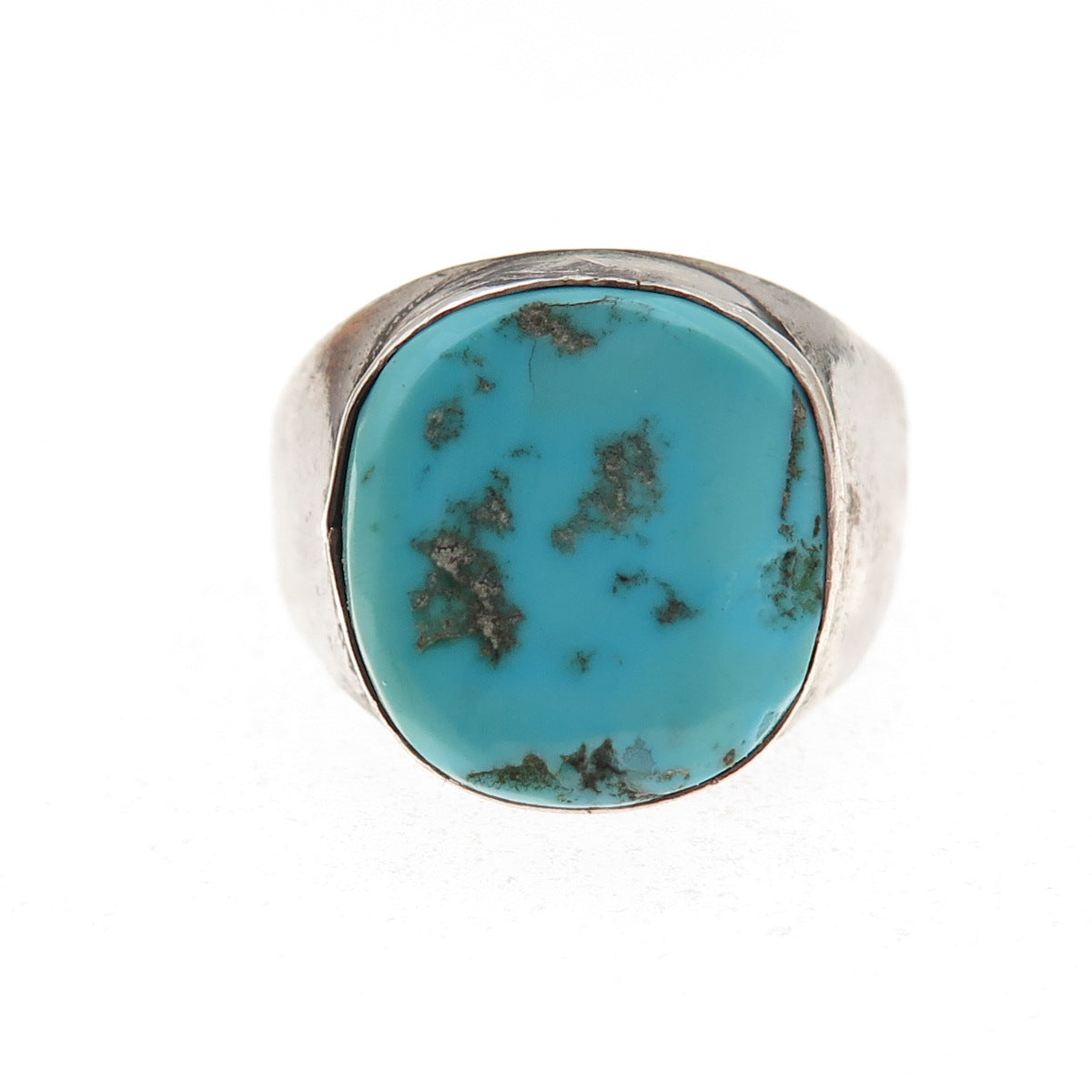 Old Pawn 925 Sterling Silver Vintage Southwestern Turquoise Tribal Ring Size 10