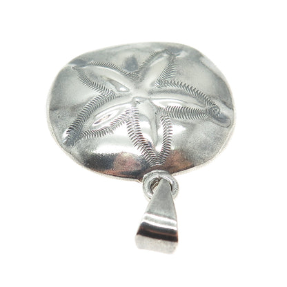 925 Sterling Silver Vintage Mexico Sand Dollar Oxidized Pendant