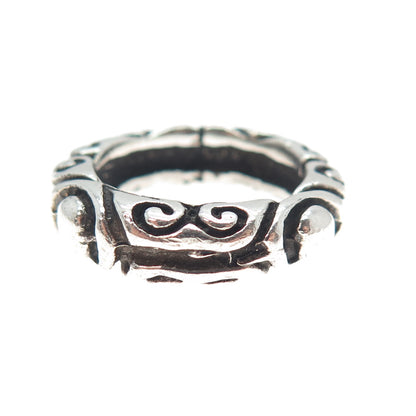 925 Sterling Silver Vintage Modernist Oxidized Band Ring Size 6.5
