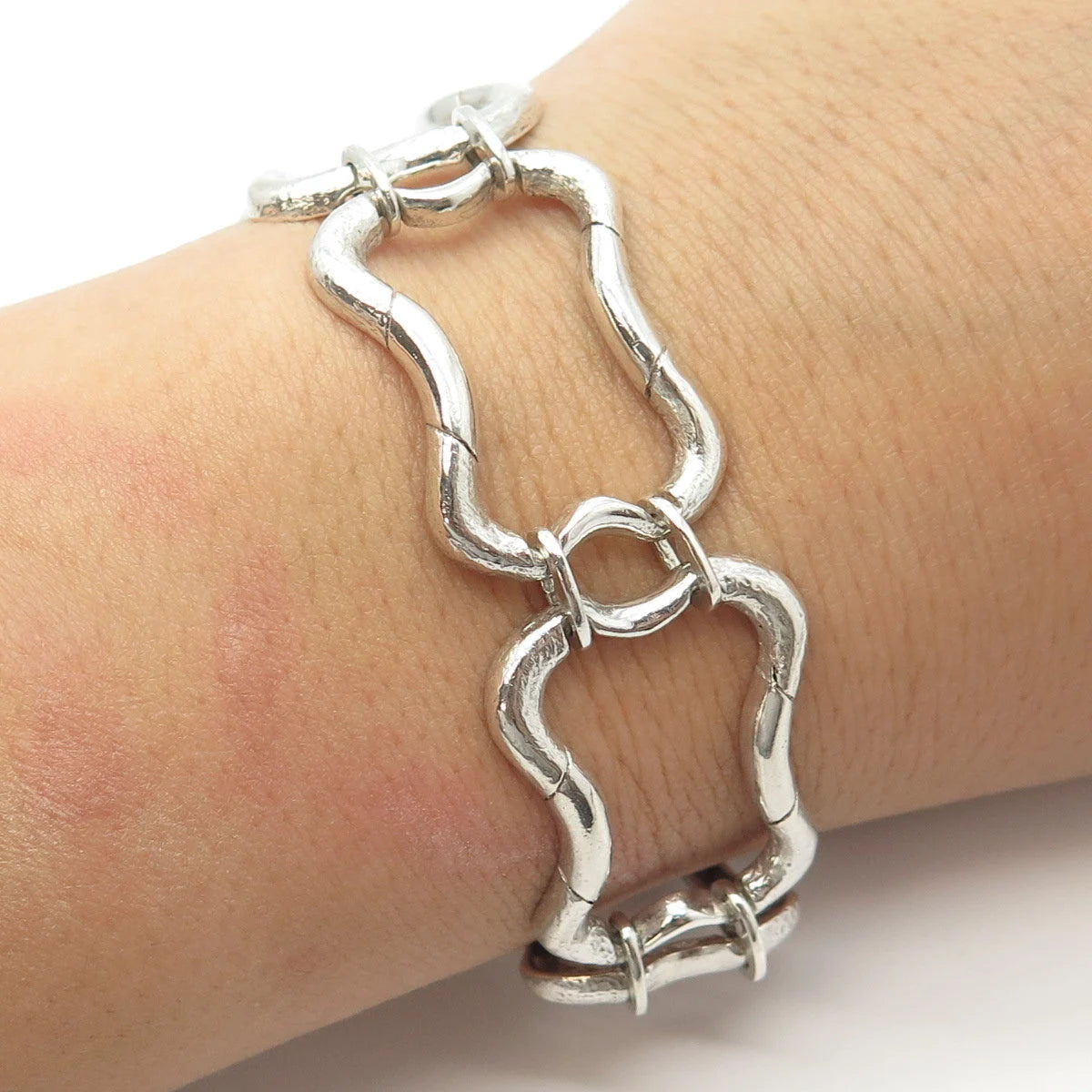 925 Sterling Silver Vintage Modernist Bracelet 8"