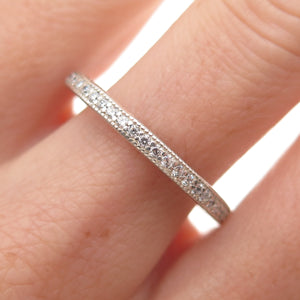Pandora 925 Sterling Silver C Z Sparkle and Hearts Band Ring Size 9.25