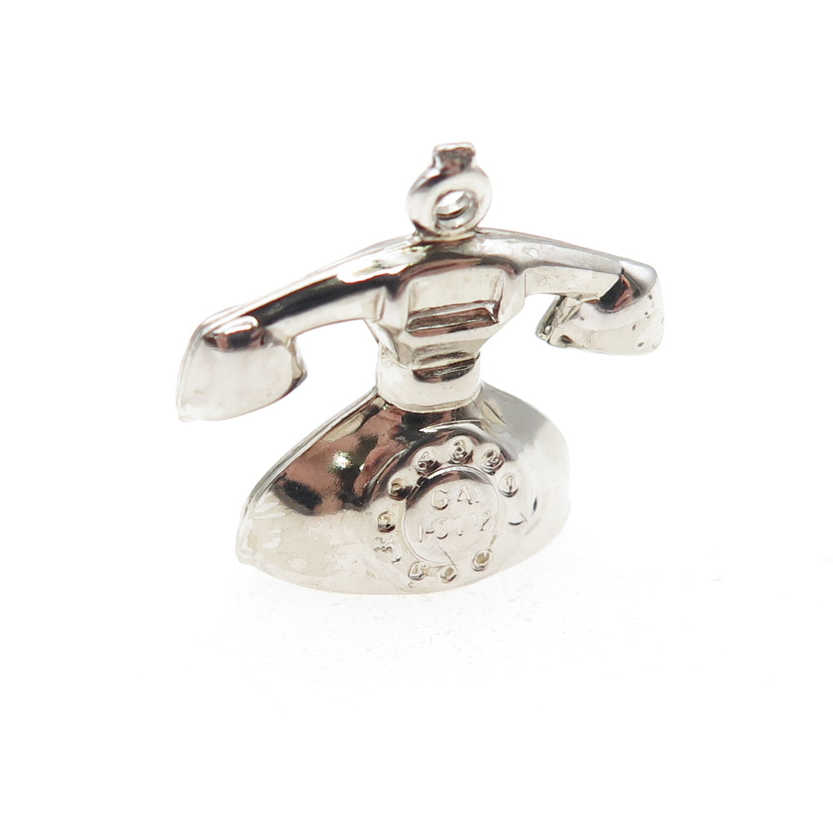 925 Sterling Silver Vintage Retro Rotary Phone Mini 3D Charm Pendant