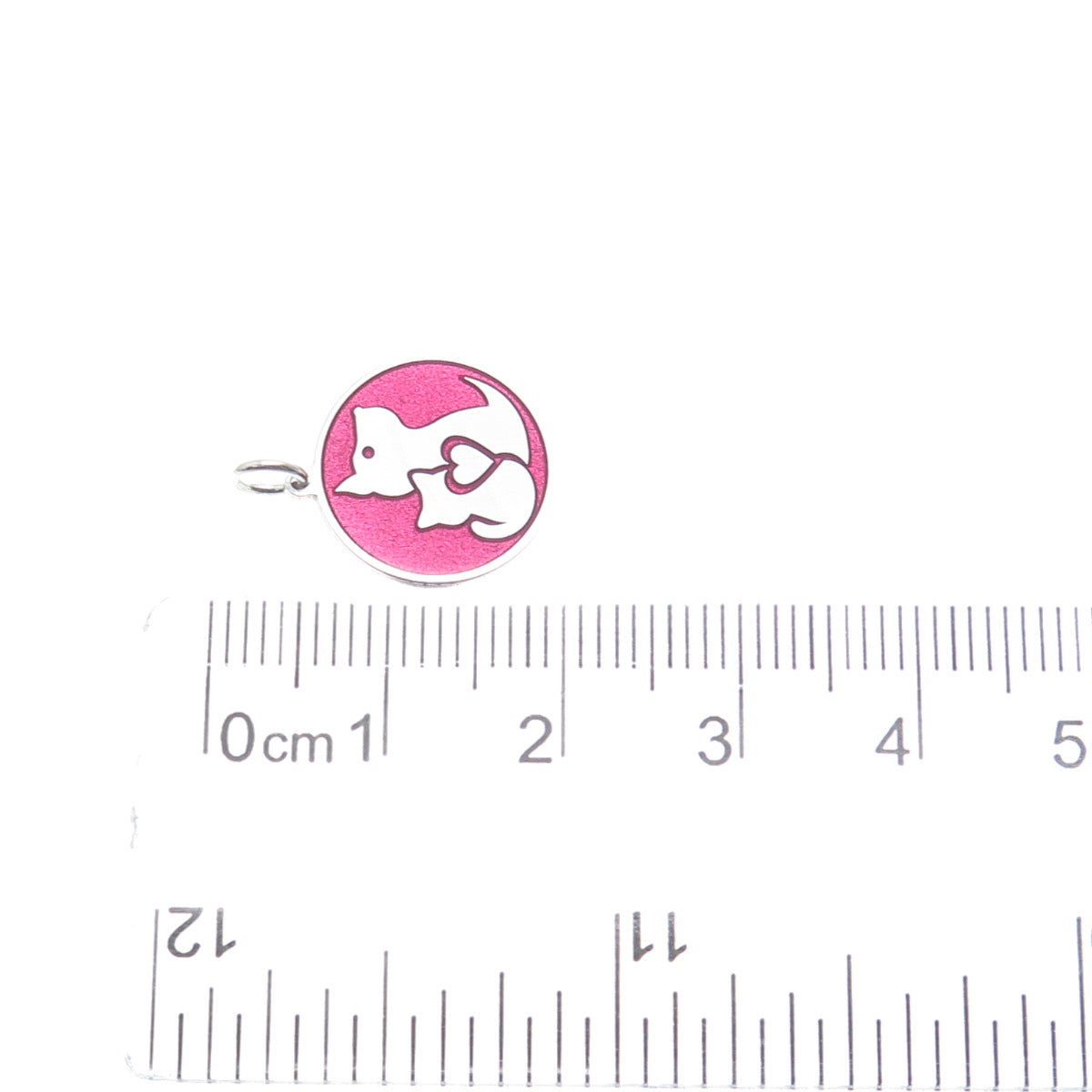 925 Sterling Silver Pink Enamel Dog & Cat Friendship Minimalist Charm Pendant