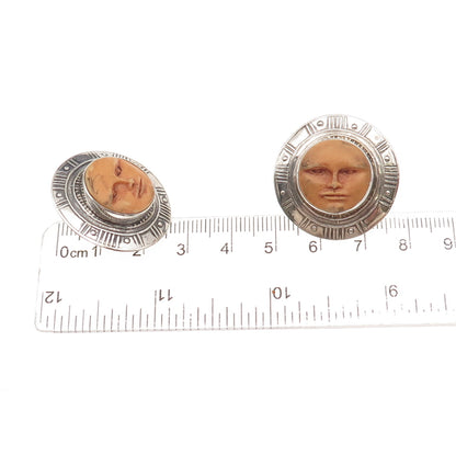 Tabra 925 Sterling Silver Vintage Moon Goddess Oxidized Earrings