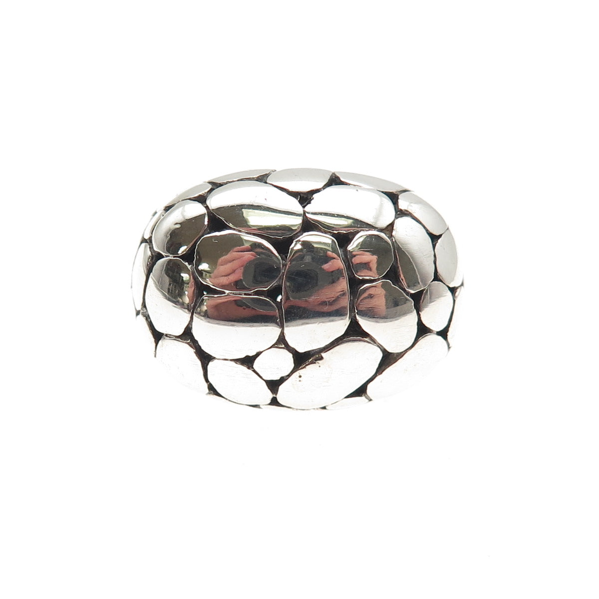 925 Sterling Silver Vintage Modernist Dotted Dome Ring Size 6