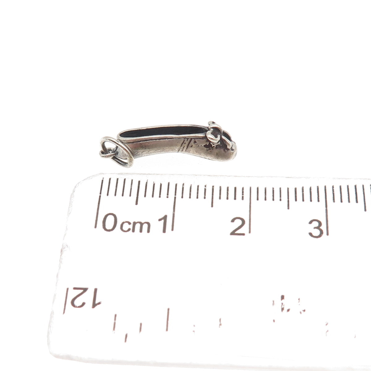 Sunwest 925 Sterling Silver Vintage Ballerina Shoe 3D Mini Charm Pendant