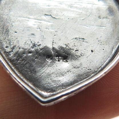 KEN CRAFTS 925 Sterling Silver Vintage Floral Heart Oxidized Charm Pendant