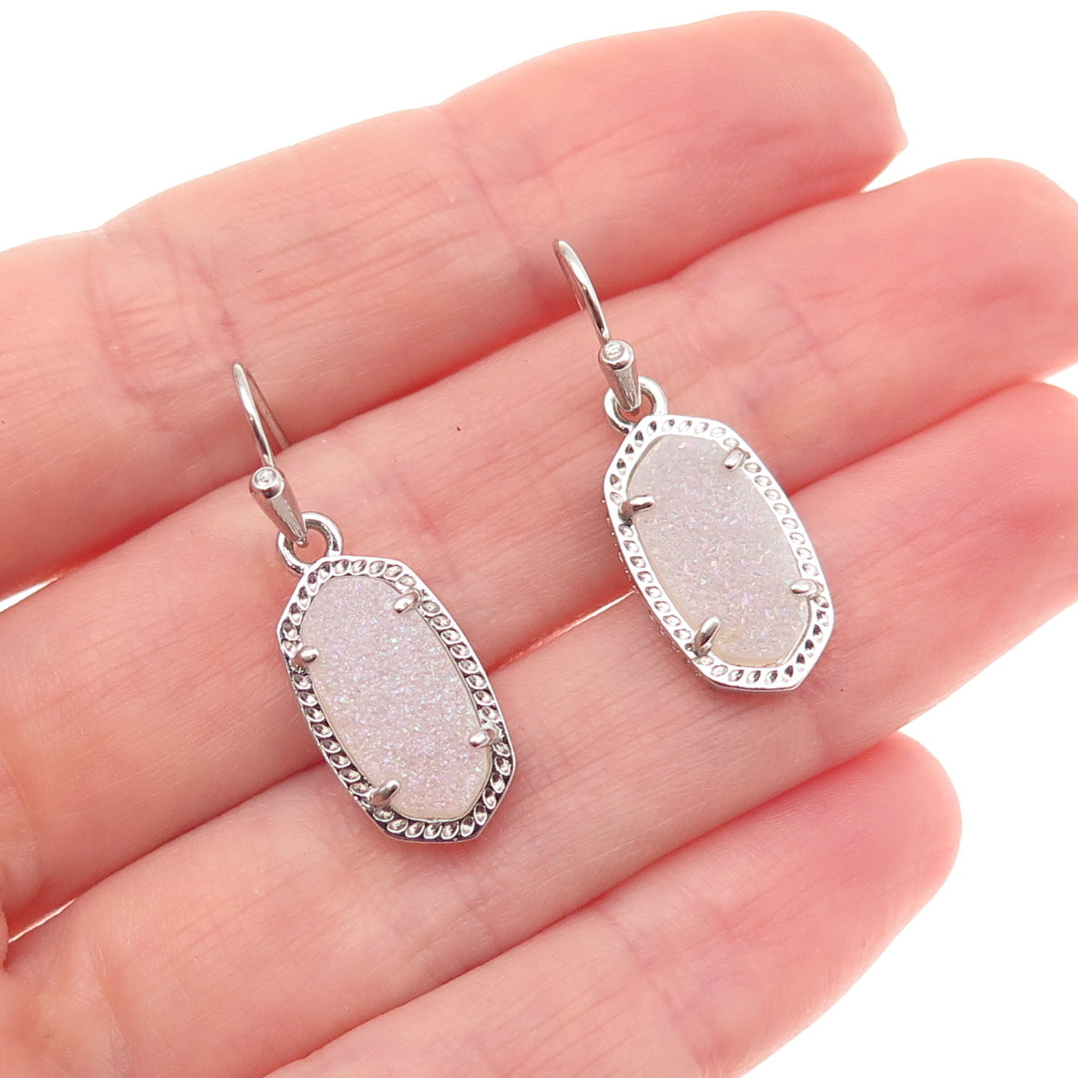 Kendra Scott Silver-Tone Real Druzy Dangle Earrings