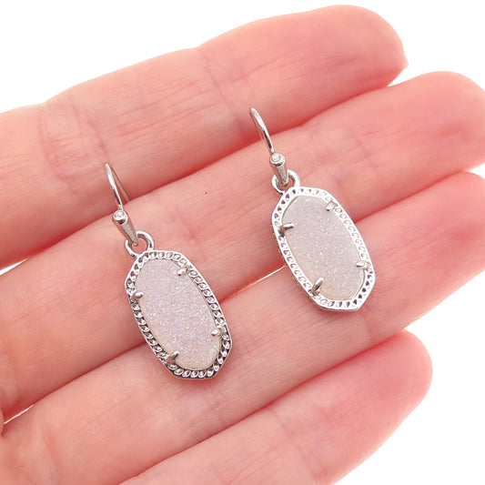 Kendra Scott Silver-Tone Real Druzy Dangle Earrings