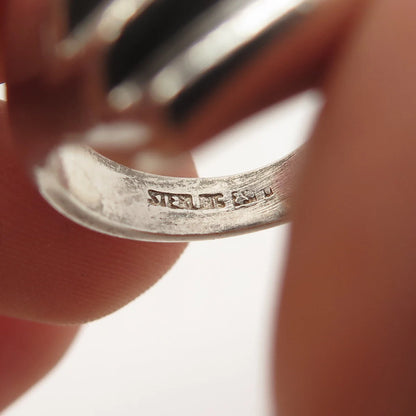 925 Sterling Silver Vintage Ribbed Wide Ring Size 6