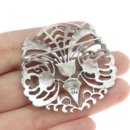 METROPOLITAN MUSEUM OF ART 925 Sterling Silver Vintage Black Onyx Gem Owl Brooch