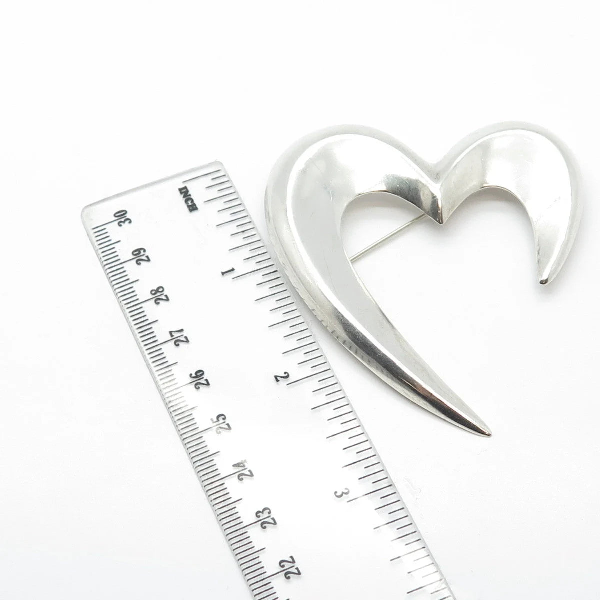 925 Sterling Silver Vintage Heart Pin Brooch