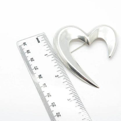 925 Sterling Silver Vintage Heart Pin Brooch