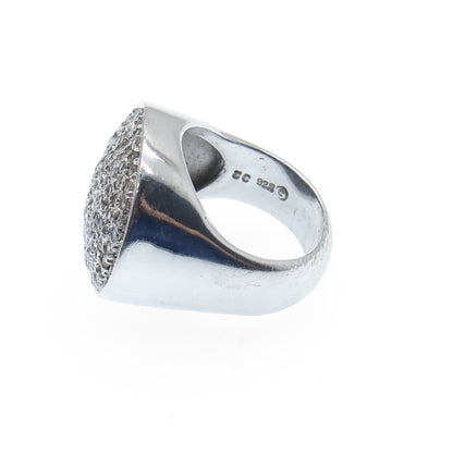 925 Sterling Silver Round-Cut Shaped C Z Sparkle Domed Ring Size 7