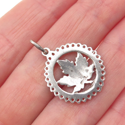 925 Sterling Silver Vintage Maple Leaf Canada Mini Charm Pendant