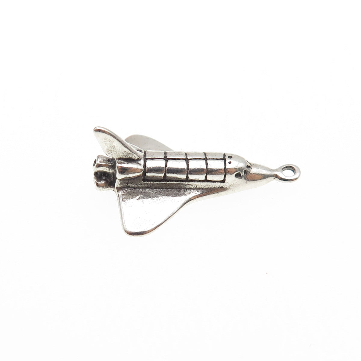 SHUBE 925 Sterling Silver Vintage Space Shuttle Oxidized Mini 3D Charm Pendant