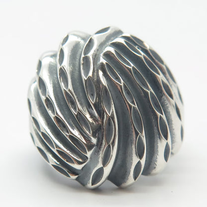 925 Sterling Silver Vintage Carved Wide Ring Size 7.75