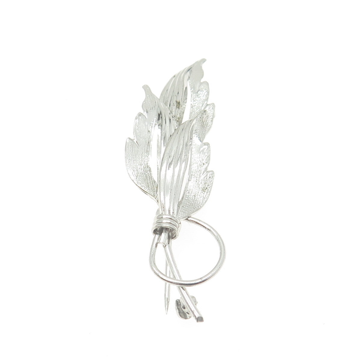 TRU-KAY 925 Sterling Silver Vintage Leaf Floral Pin Brooch