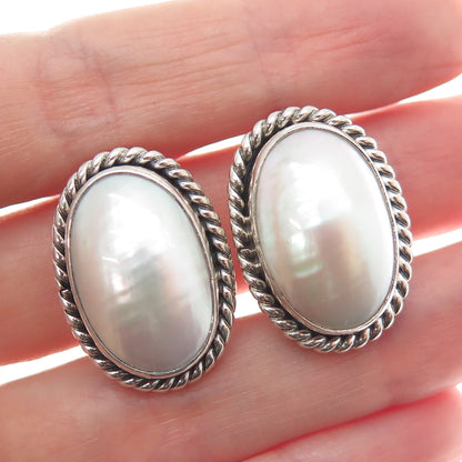 GILO & GRACE NAKAI NAVAJO Old Pawn Sterling Silver Vintage MOP Tribal Earrings