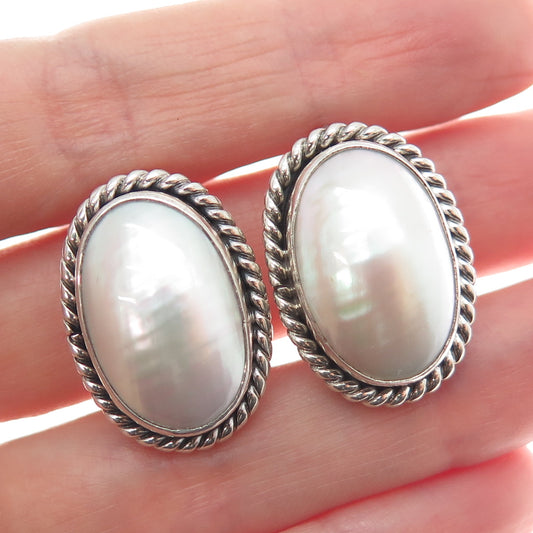 GILO & GRACE NAKAI NAVAJO Old Pawn Sterling Silver Vintage MOP Tribal Earrings