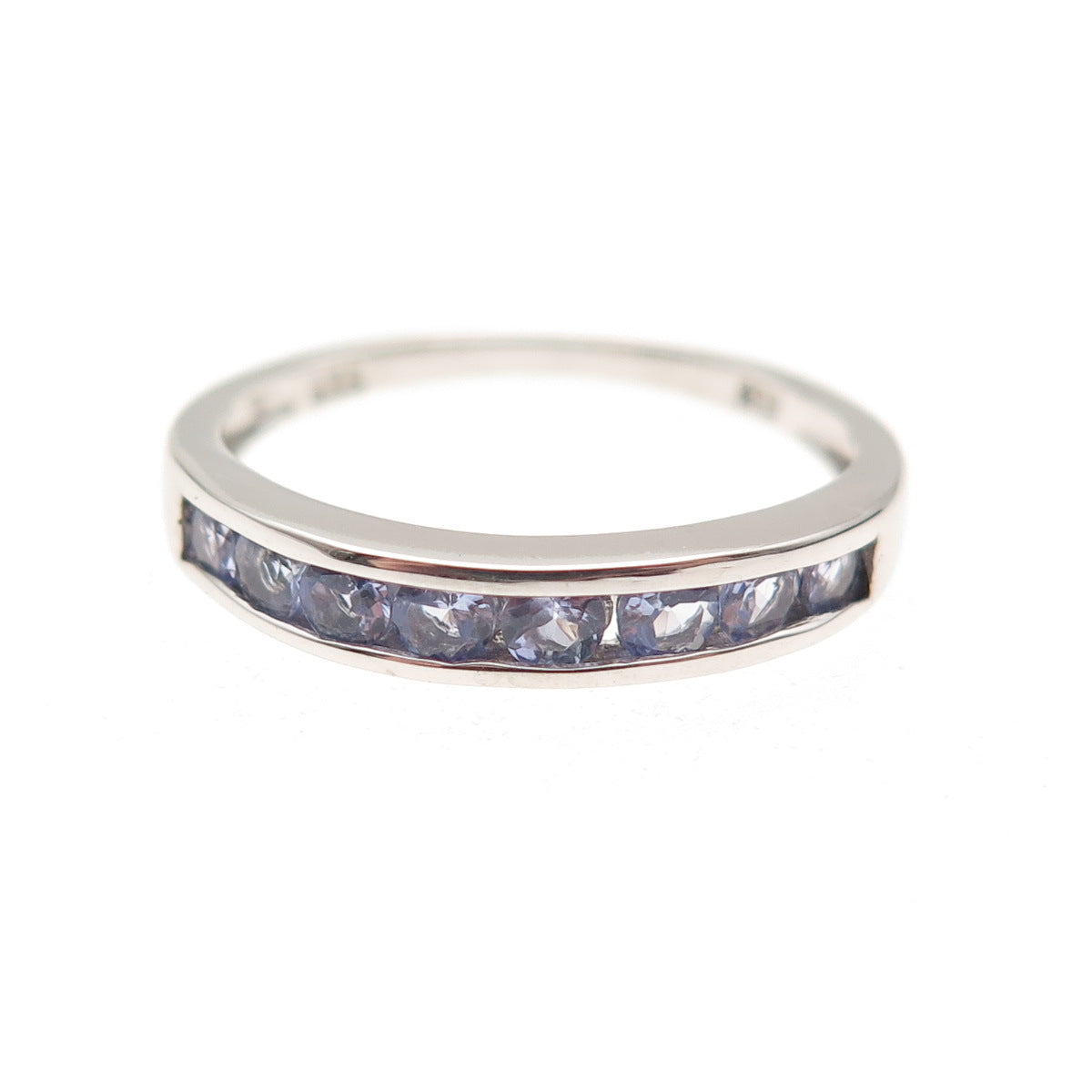 Chuck Clemency 925 Sterling Silver Real Round-Cut Tanzanite Band Ring Size 7