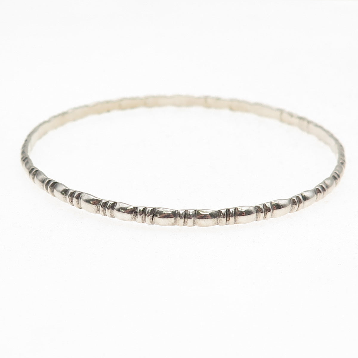 925 Sterling Silver Antique Art Deco Stackable Oxidized Bangle Bracelet 8.25"
