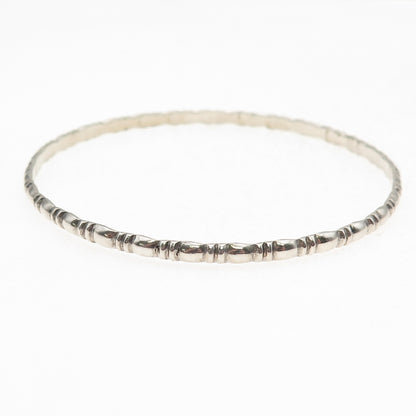 925 Sterling Silver Antique Art Deco Stackable Oxidized Bangle Bracelet 8.25"