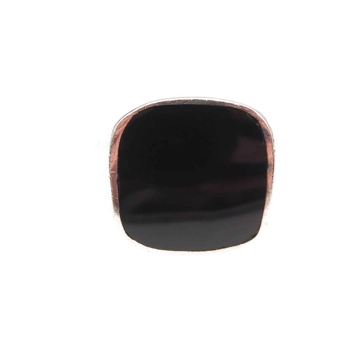 925 Sterling Silver Vintage Real Black Onyx Signet Oxidized Ring Size 6.25