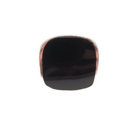 925 Sterling Silver Vintage Real Black Onyx Signet Oxidized Ring Size 6.25