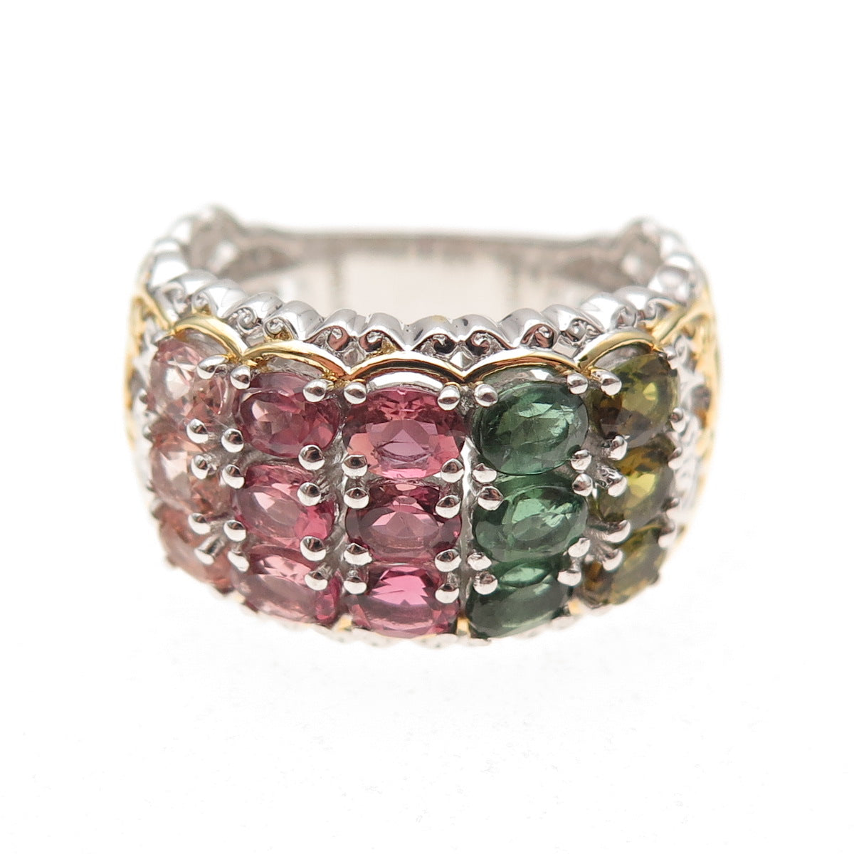Michael Valitutti Gems En Vogue Sterling Multi-Color Tourmaline Ring Size 8.25