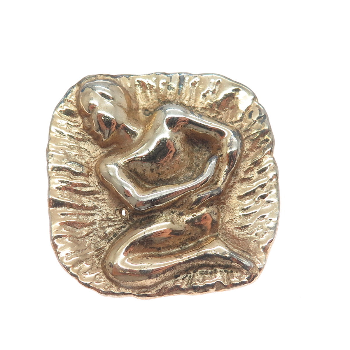 925 Sterling Silver Gold Plated Vintage Historical Ethnic Figure Pin Brooch